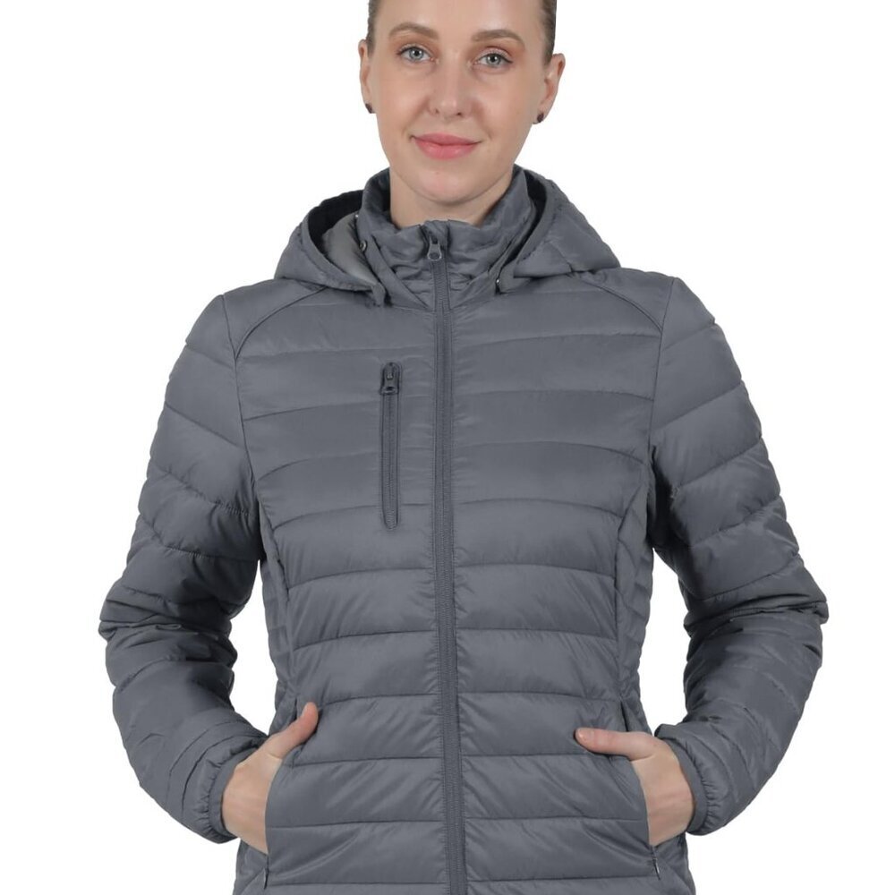 Synthetic Down Puffer Jacket Lightweight Packable Hooded Water Resistant